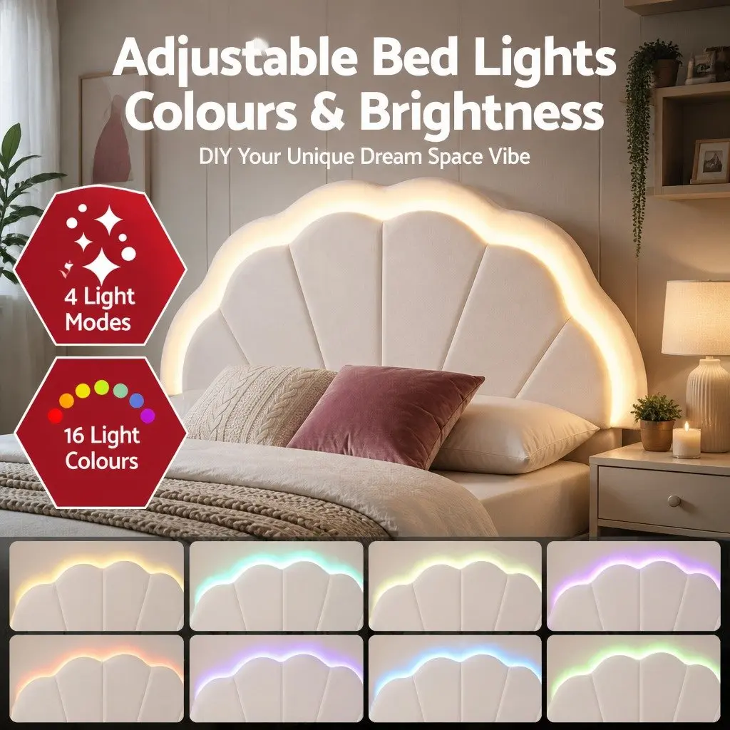 King Single Bed Frame with LED Headboard