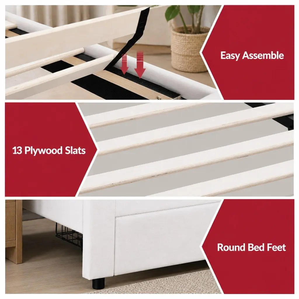 King Single Bed Frame with LED Headboard