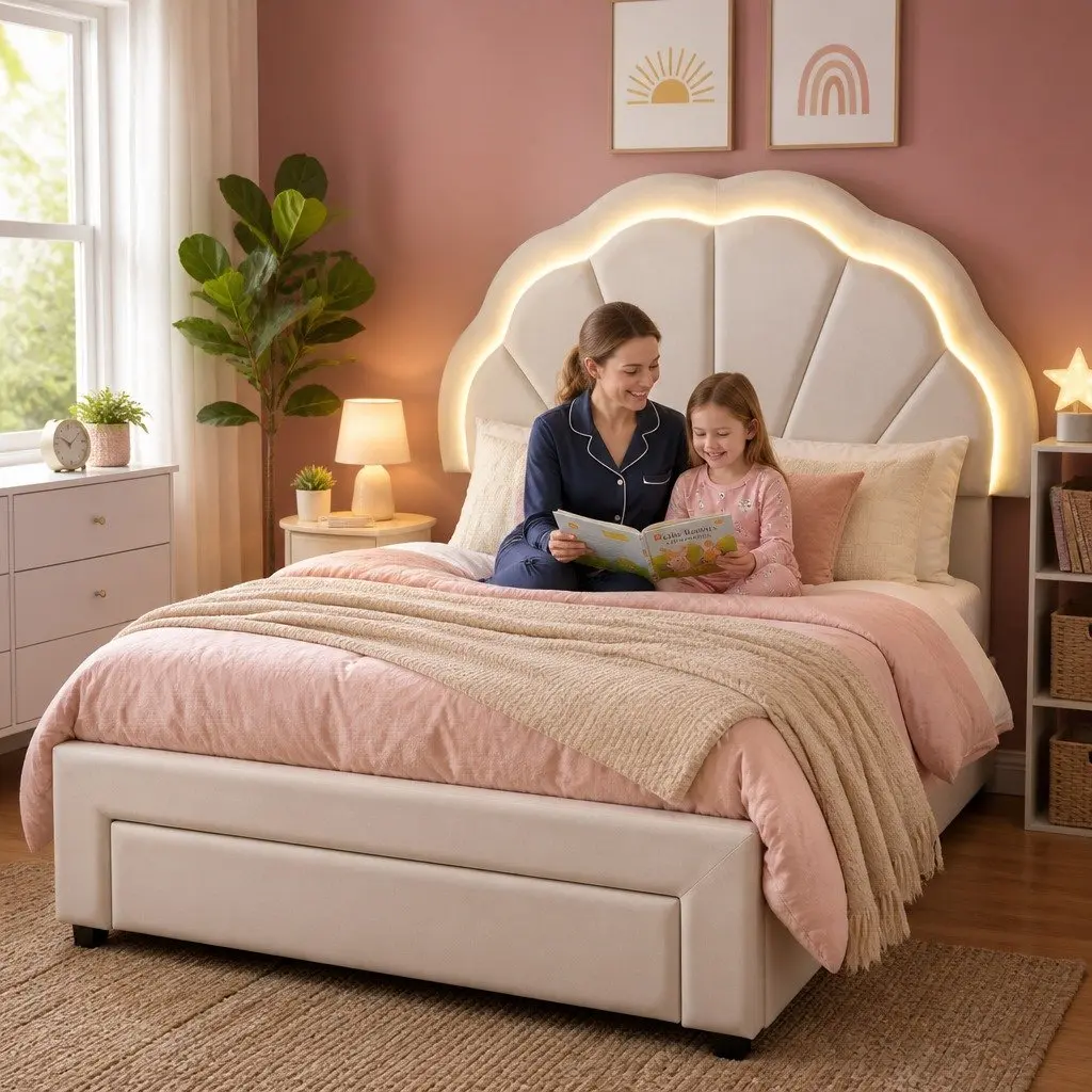 King Single Bed Frame with LED Headboard
