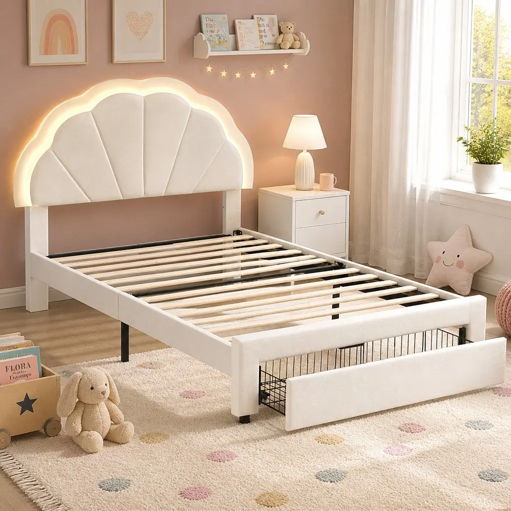 King Single Bed Frame with LED Headboard