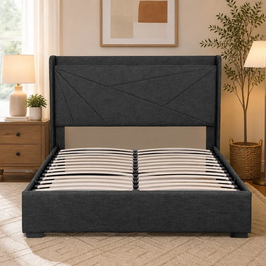 Queen Bed Frame with Gas Lift and Storage