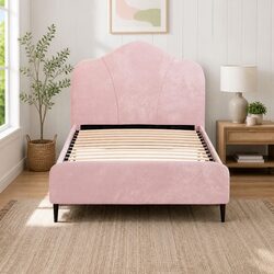 Stylish Pink Velvet King Single Bed Frame for Quality Sleep