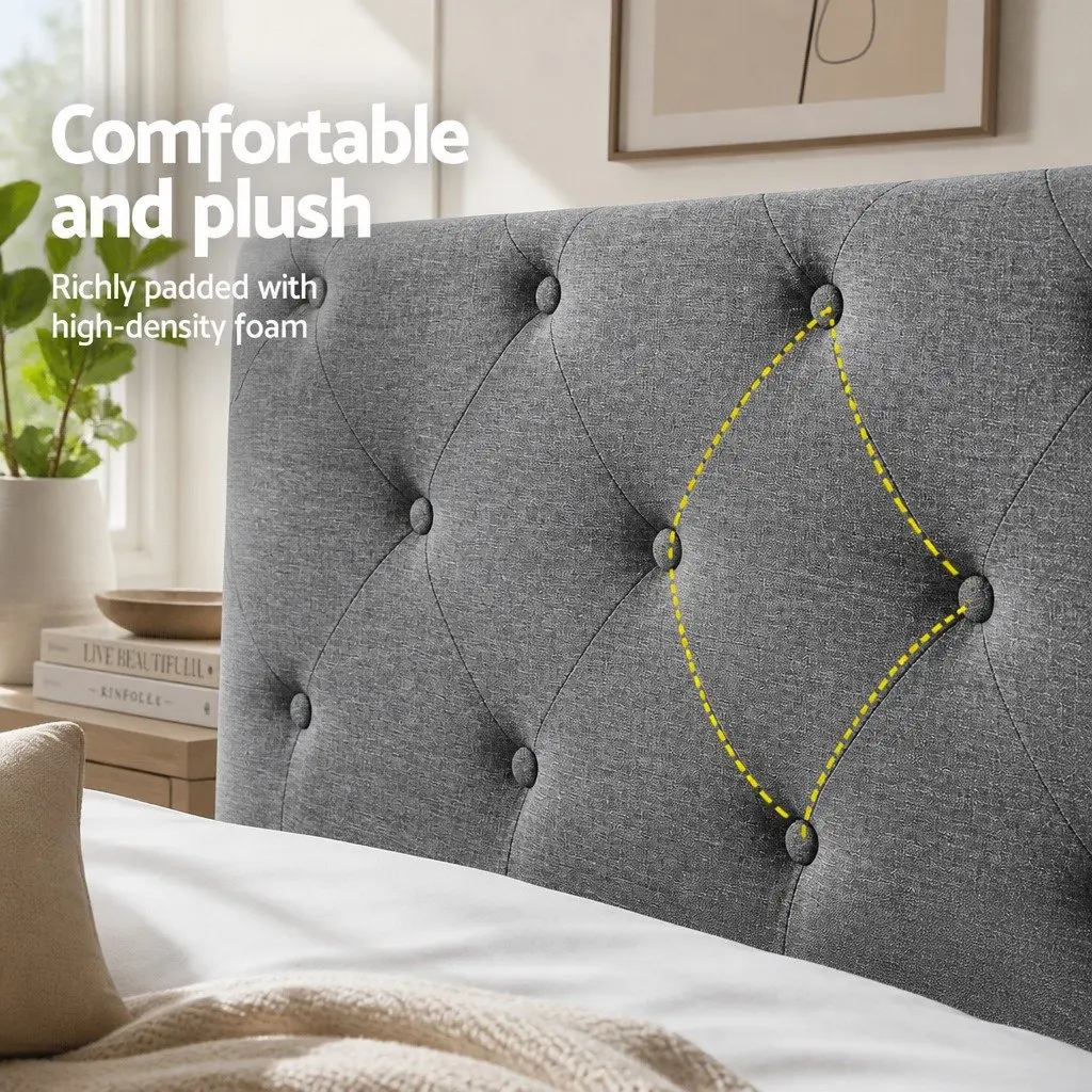 Queen Size Grey Upholstered Bed Headboard with Tufting
