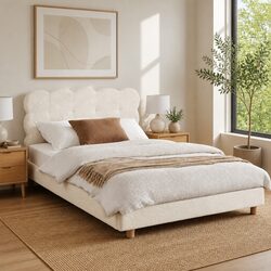 Modern King Single Bed Frame with Cloud Headboard