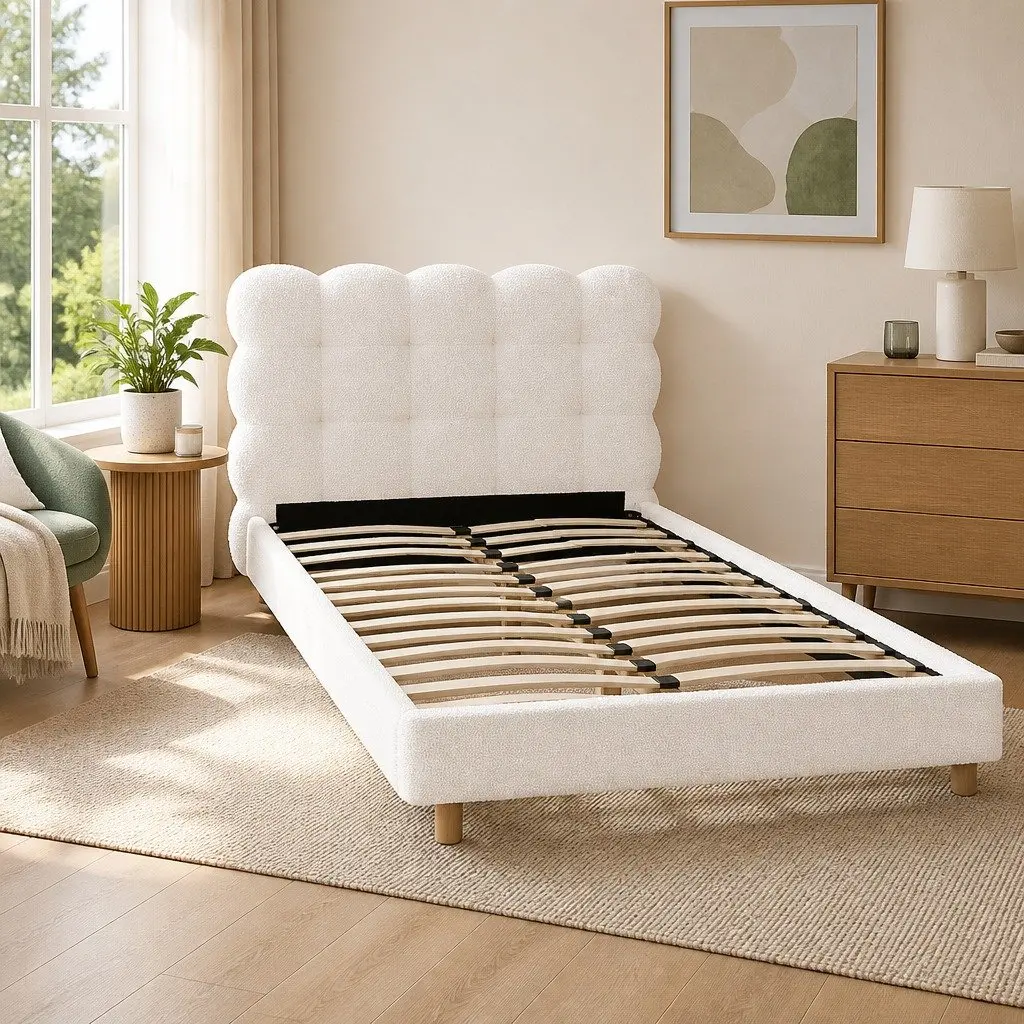 King Single Bed Frame with Cloud Headboard