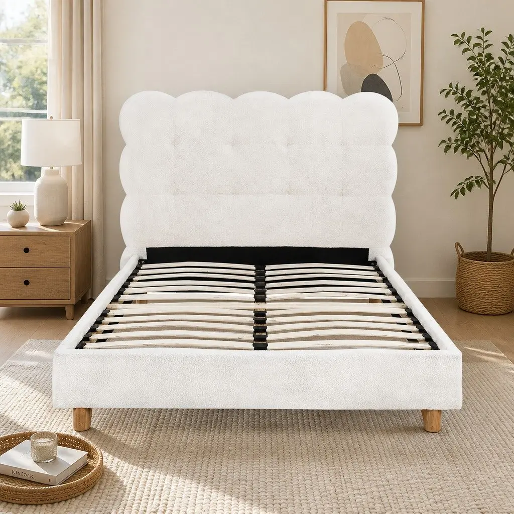 King Single Bed Frame with Cloud Headboard