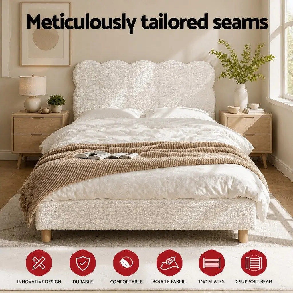 King Single Bed Frame with Cloud Headboard