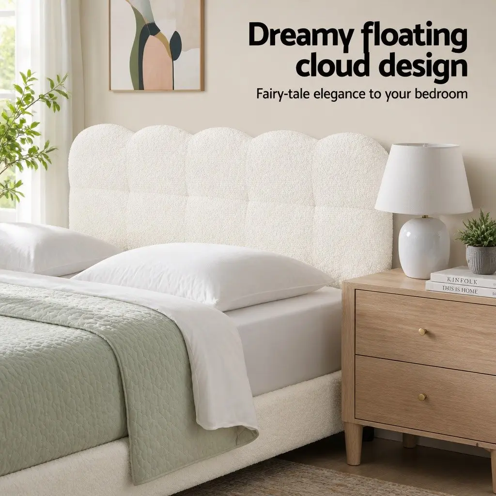 King Single Bed Frame with Cloud Headboard