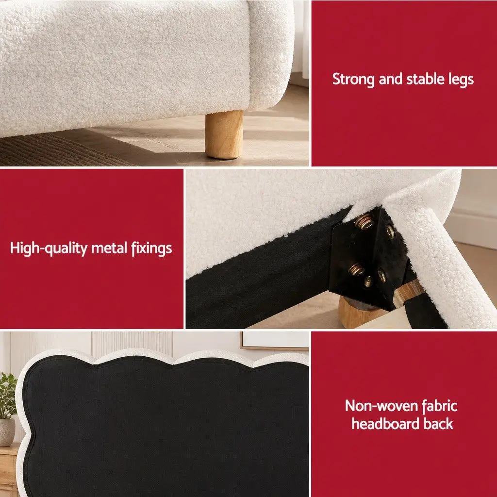 King Single Bed Frame with Cloud Headboard