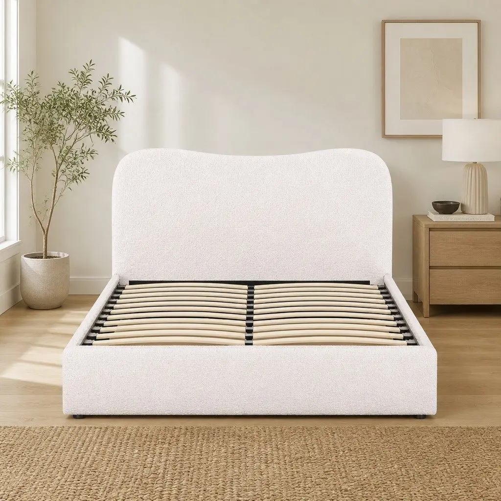 Double Bed Frame with Boucle Upholstery