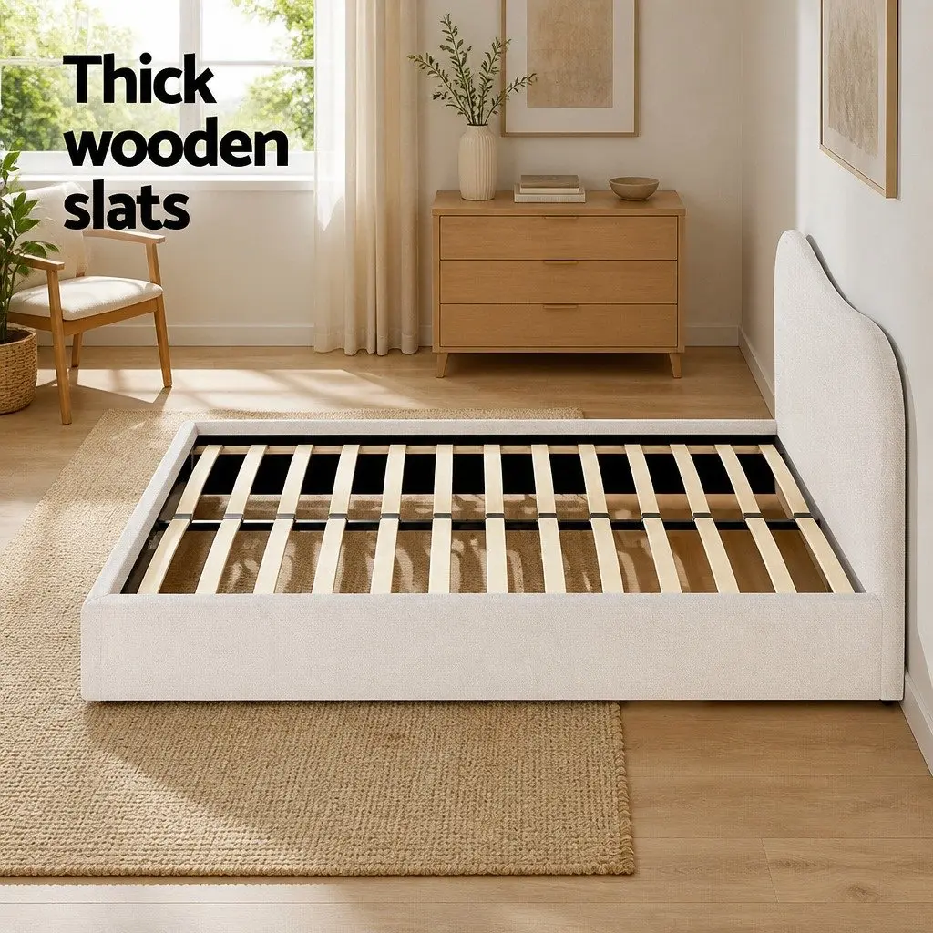 Double Bed Frame with Boucle Upholstery