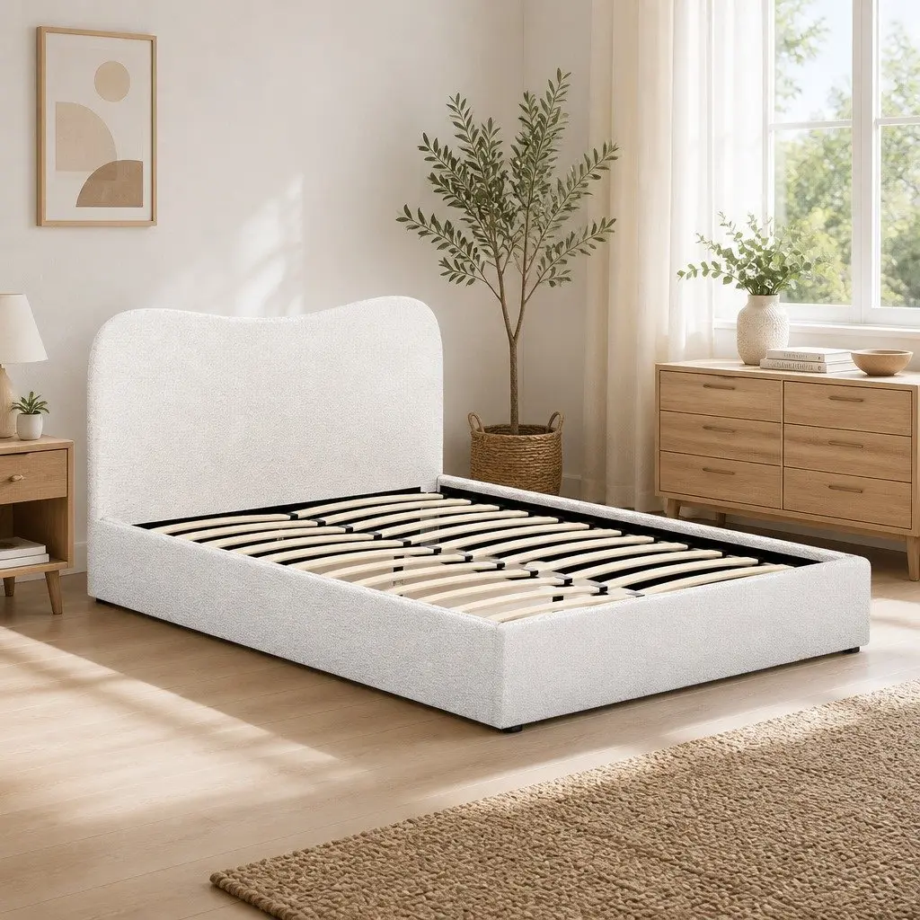Double Bed Frame with Boucle Upholstery