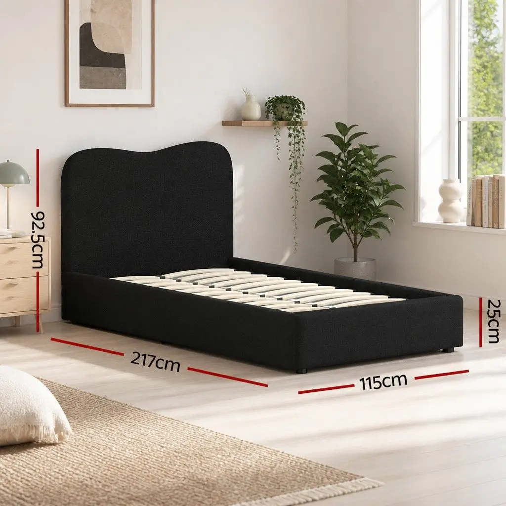 King Single Bed Frame with Boucle Upholstery