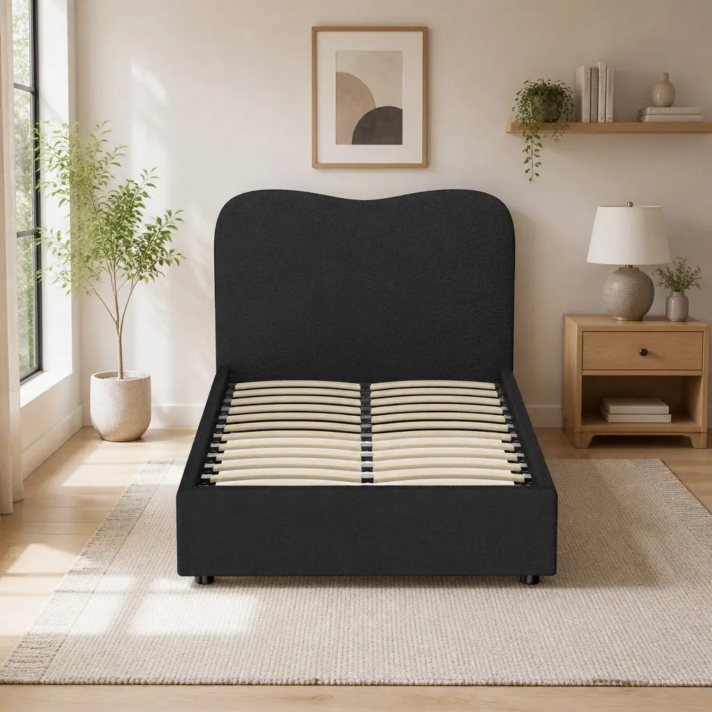 King Single Bed Frame with Boucle Upholstery