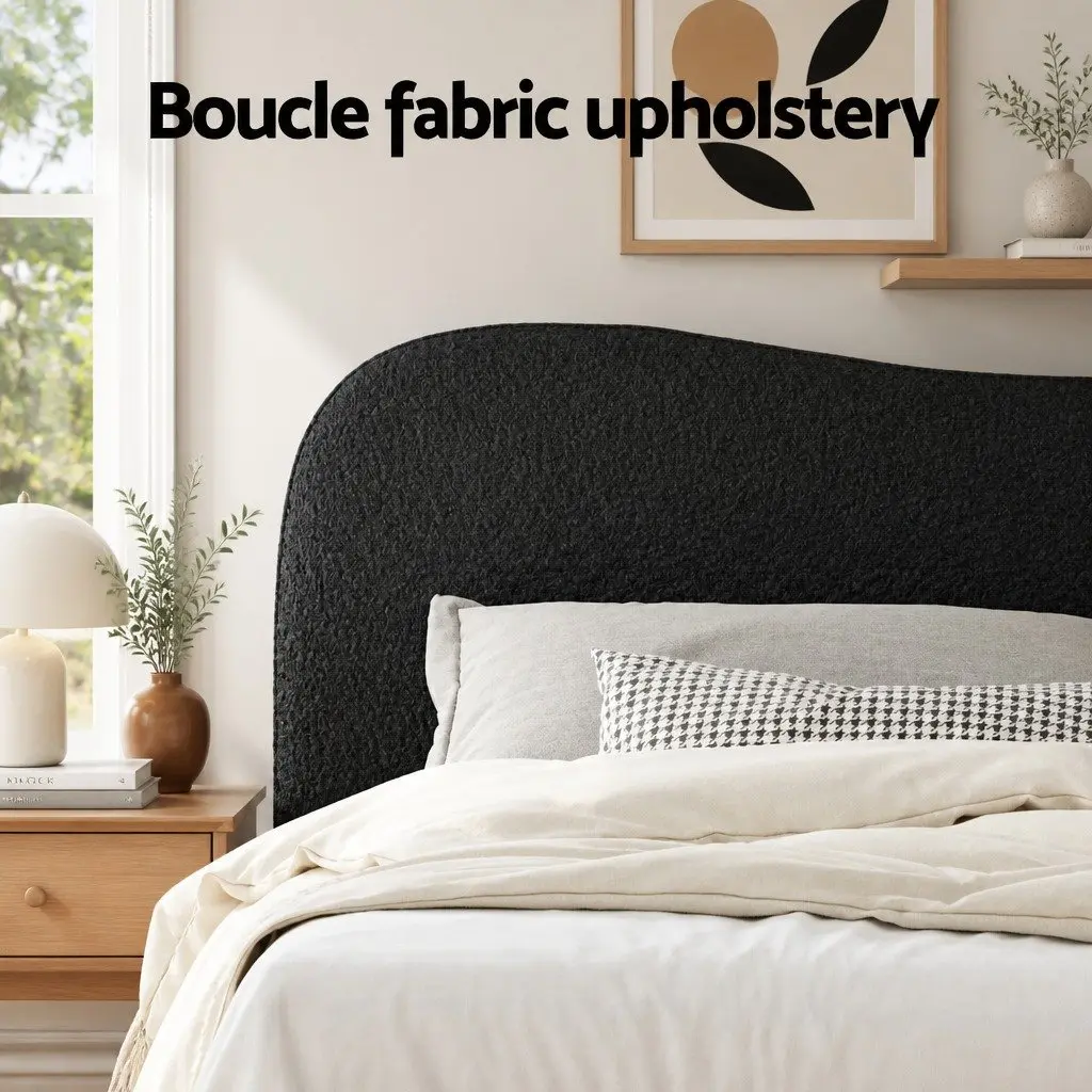 King Single Bed Frame with Boucle Upholstery
