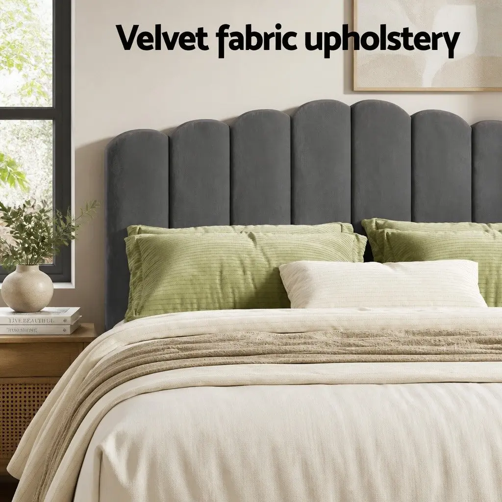 King Size Grey Velvet Bed Frame with Storage