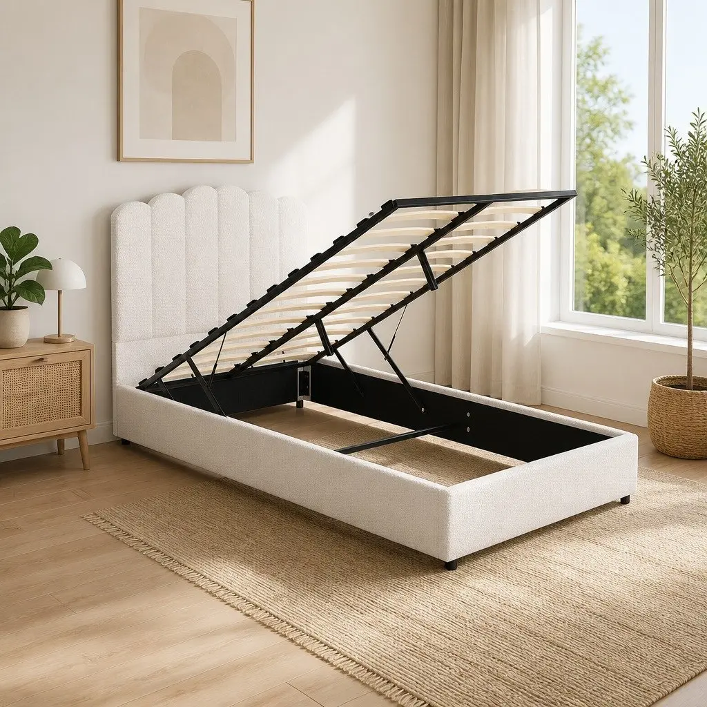 King Single Bed Frame with Gas Lift Storage