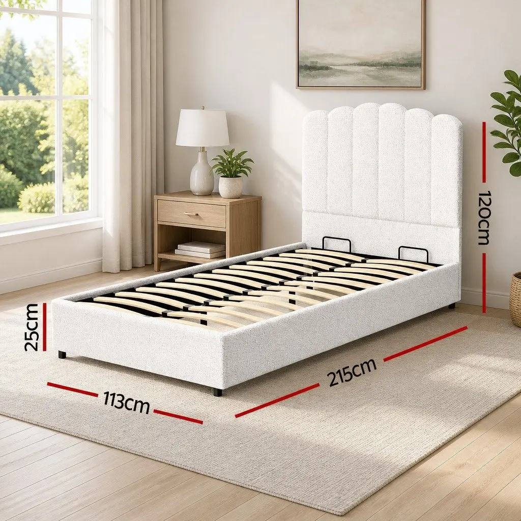 King Single Bed Frame with Gas Lift Storage