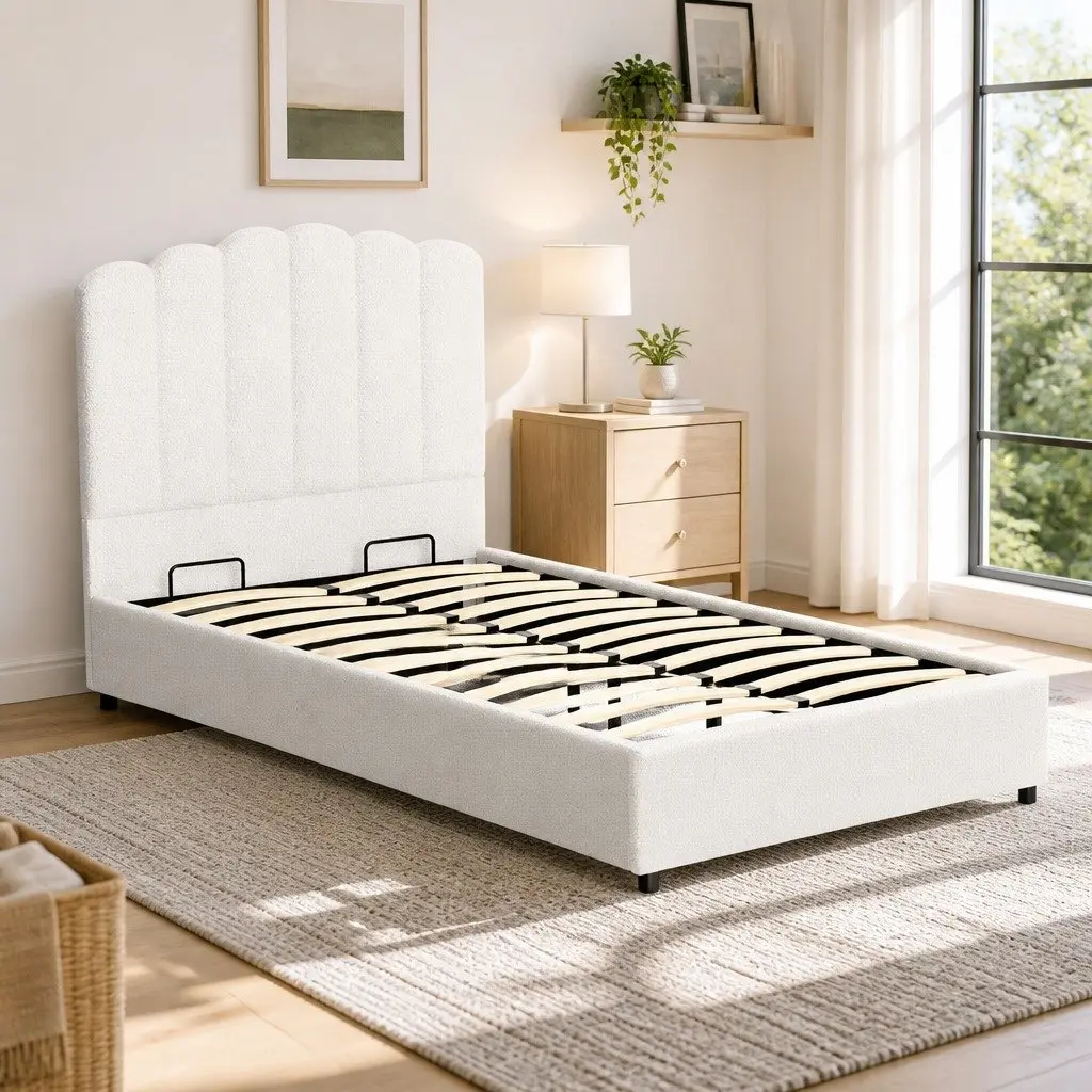 King Single Bed Frame with Gas Lift Storage