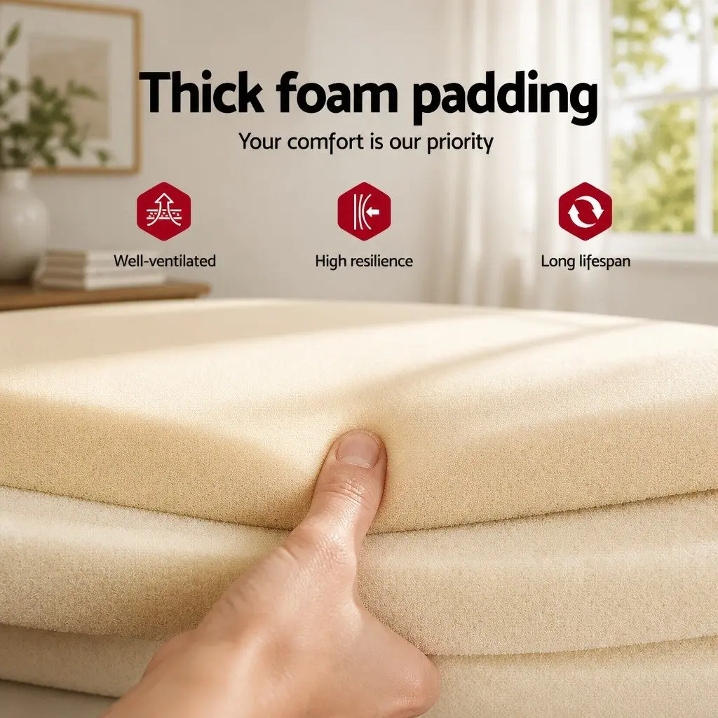 Queen Size Bed Frame in White Boucle Fabric