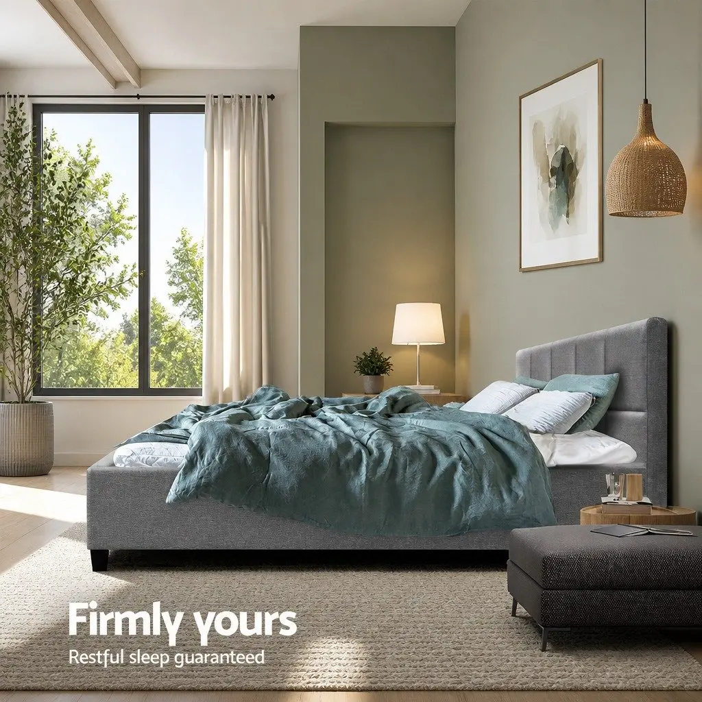 Grey Upholstered Queen Size Bed Frame