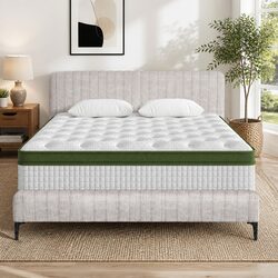 Sturdy Queen Bed Frame with Pocket Coil Mattress Set
