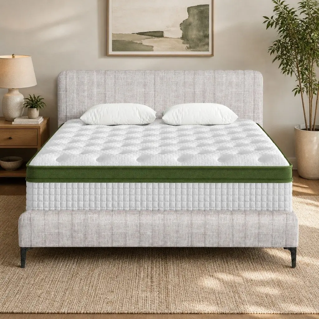 Queen Bed Frame with Pocket Coil Mattress Set