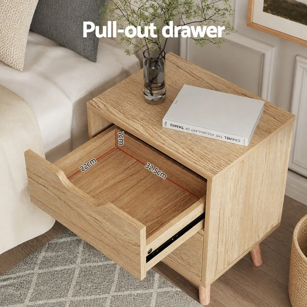 Queen Gas Lift Storage Bed Frame Boucle Upholstered 216cm L x 160cm W x 99cm H Beige with Bedside Table 40cm L x 30cm W x 50cm H