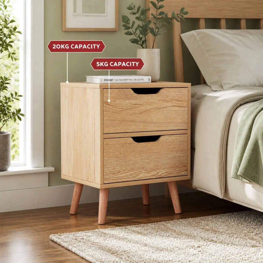 Queen Gas Lift Storage Bed Frame Boucle Upholstered 216cm L x 160cm W x 99cm H Beige with Bedside Table 40cm L x 30cm W x 50cm H