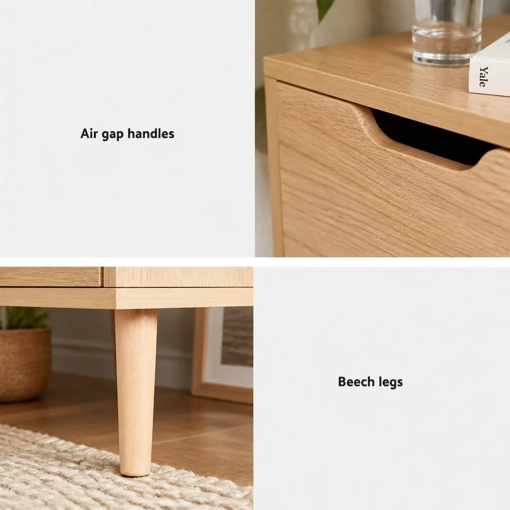 Queen Gas Lift Storage Bed Frame Boucle Upholstered 216cm L x 160cm W x 99cm H Beige with Bedside Table 40cm L x 30cm W x 50cm H