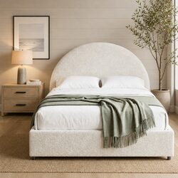 Stylish Queen Bed Frame with Gas Lift Storage & Bedside Table