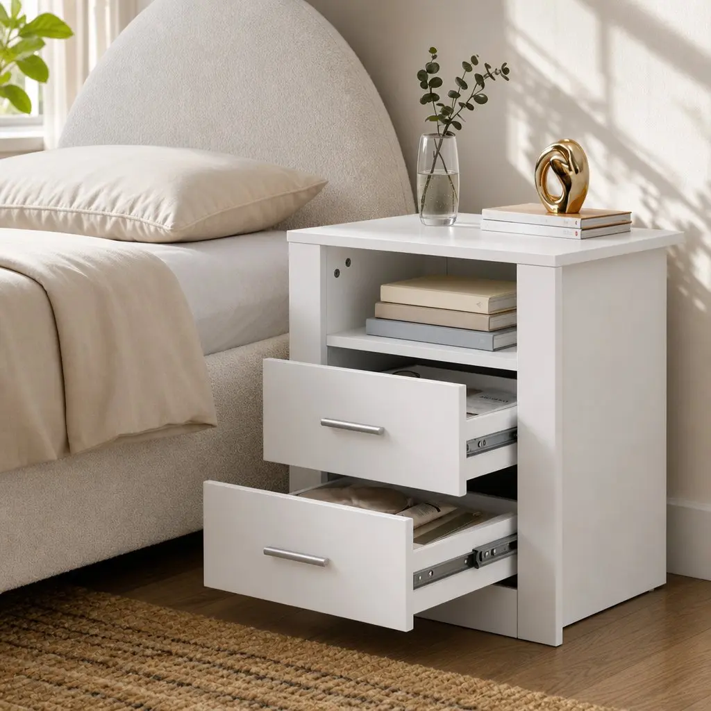 Queen Bed Frame with Gas Lift Storage & Bedside Table