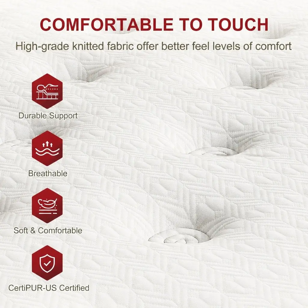 Double Bed Frame with Hybrid Mattress Set
