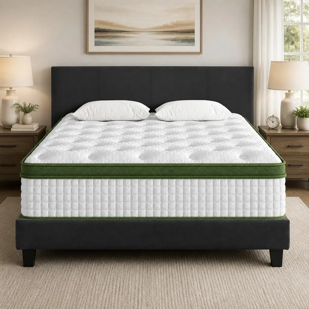 Double Bed Frame with Hybrid Mattress Set