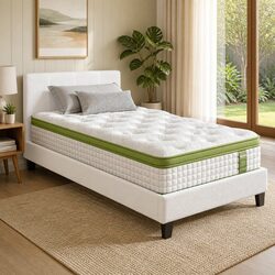 Single Bed Frame with Hybrid Mattress Set Medium Firm Pocket Coil Platform