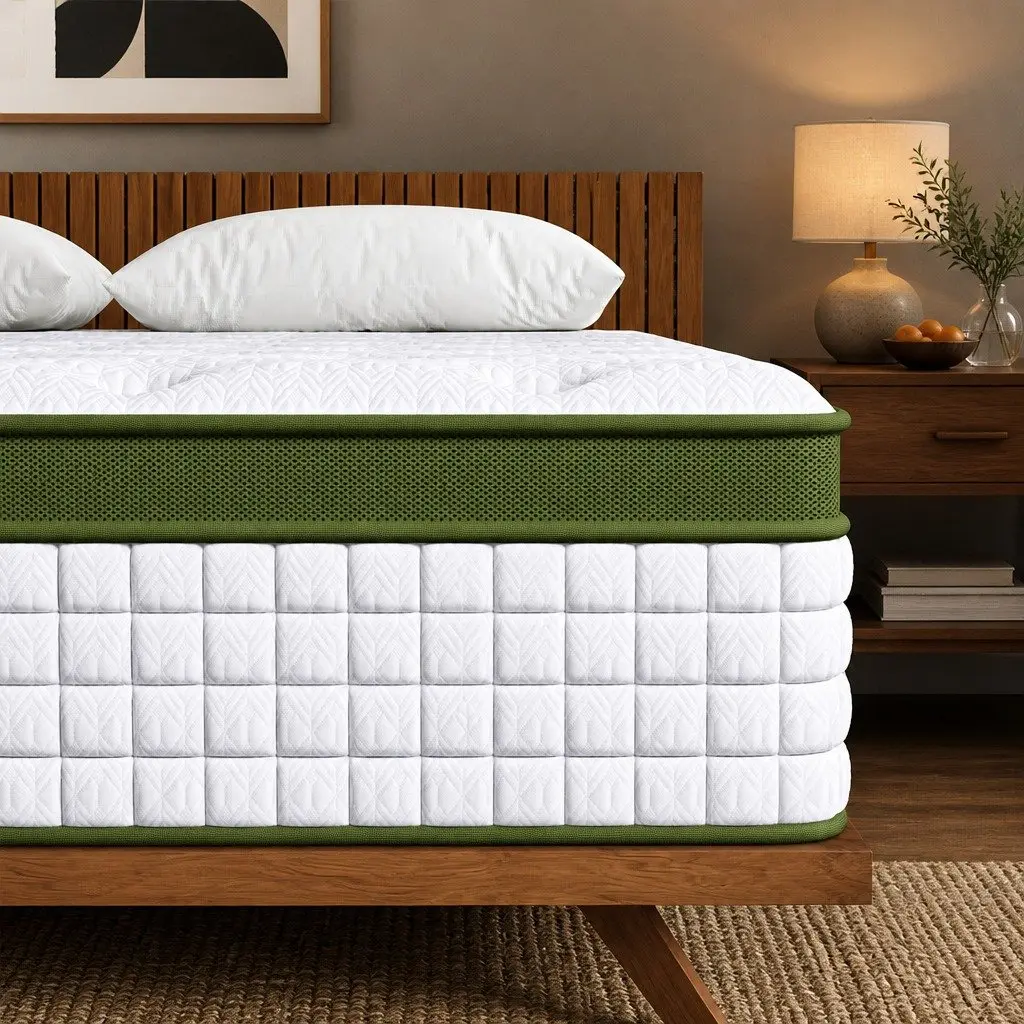 Single Bed Frame with Hybrid Mattress Set Medium Firm Pocket Coil Platform