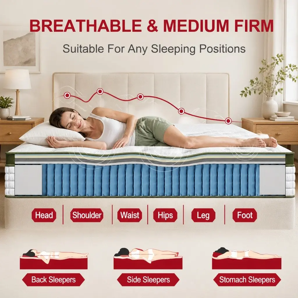 Single Bed Frame with Hybrid Mattress Set Medium Firm Pocket Coil Platform