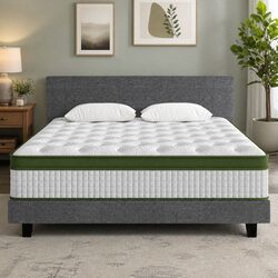 Sturdy King Bed Frame with Medium Firm Hybrid Mattress