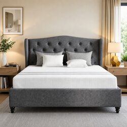 Sturdy Double Bed Frame and Comfortable Memory Foam Mattress