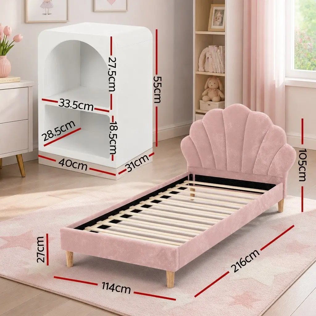 King Single Bed Frame with Scallop Headboard
