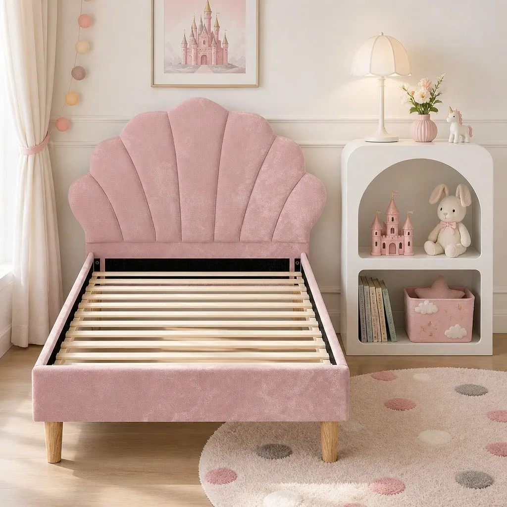 King Single Bed Frame with Scallop Headboard