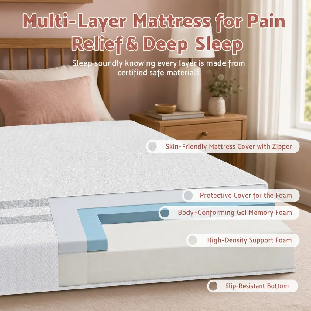King Single Bed Frame Wood Pink Velvet 216cm x 114cm x 105cm with 20cm Memory Foam Mattress