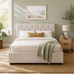 Sturdy Double Bed Frame with Storage Gas Lift Base