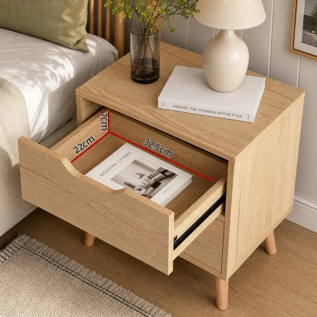 Double Bed Frame Faux Linen Beige with Storage Gas Lift Base Tufted Headboard and 2-Drawer Nightstand