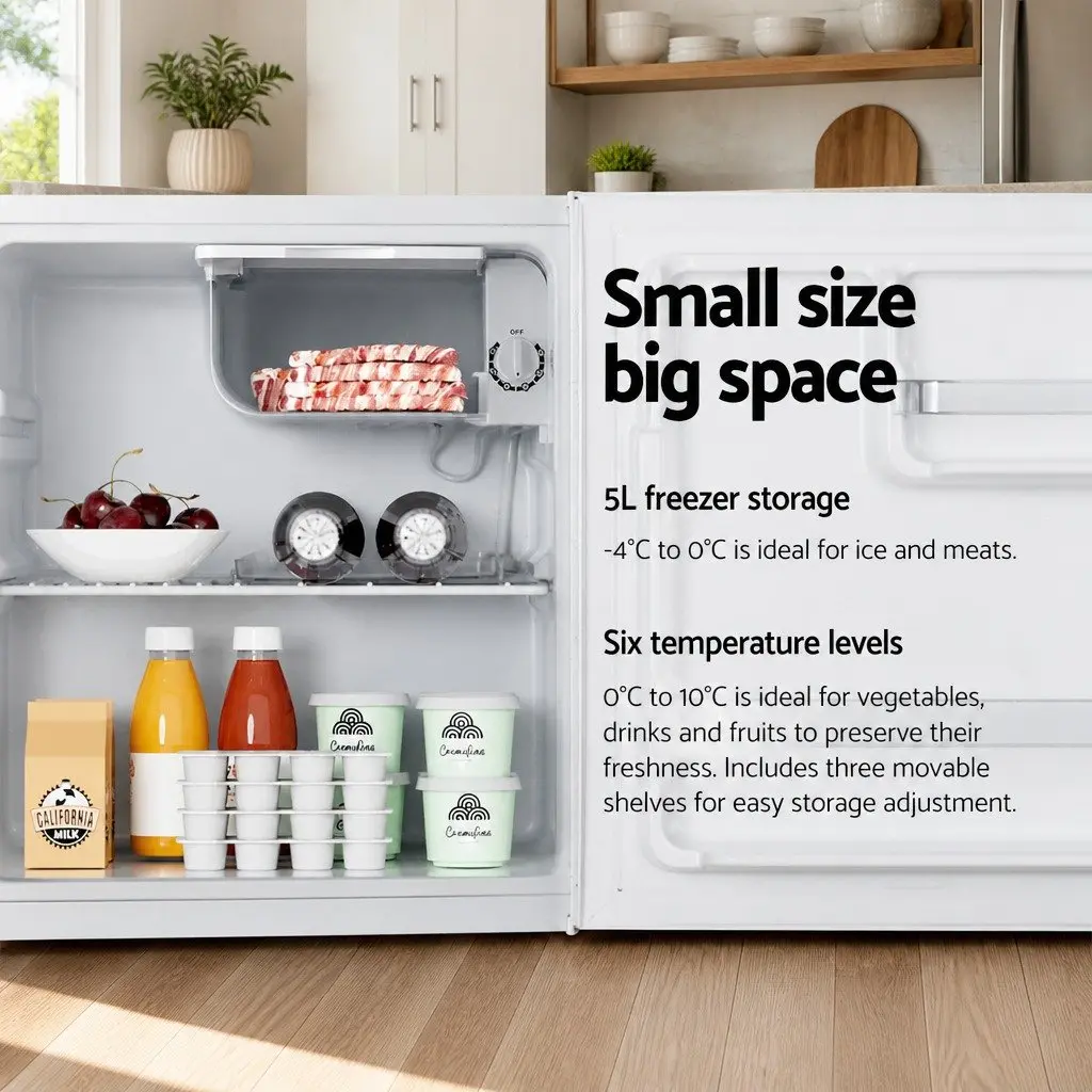 48L Bar Fridge White with Chiller Compartment