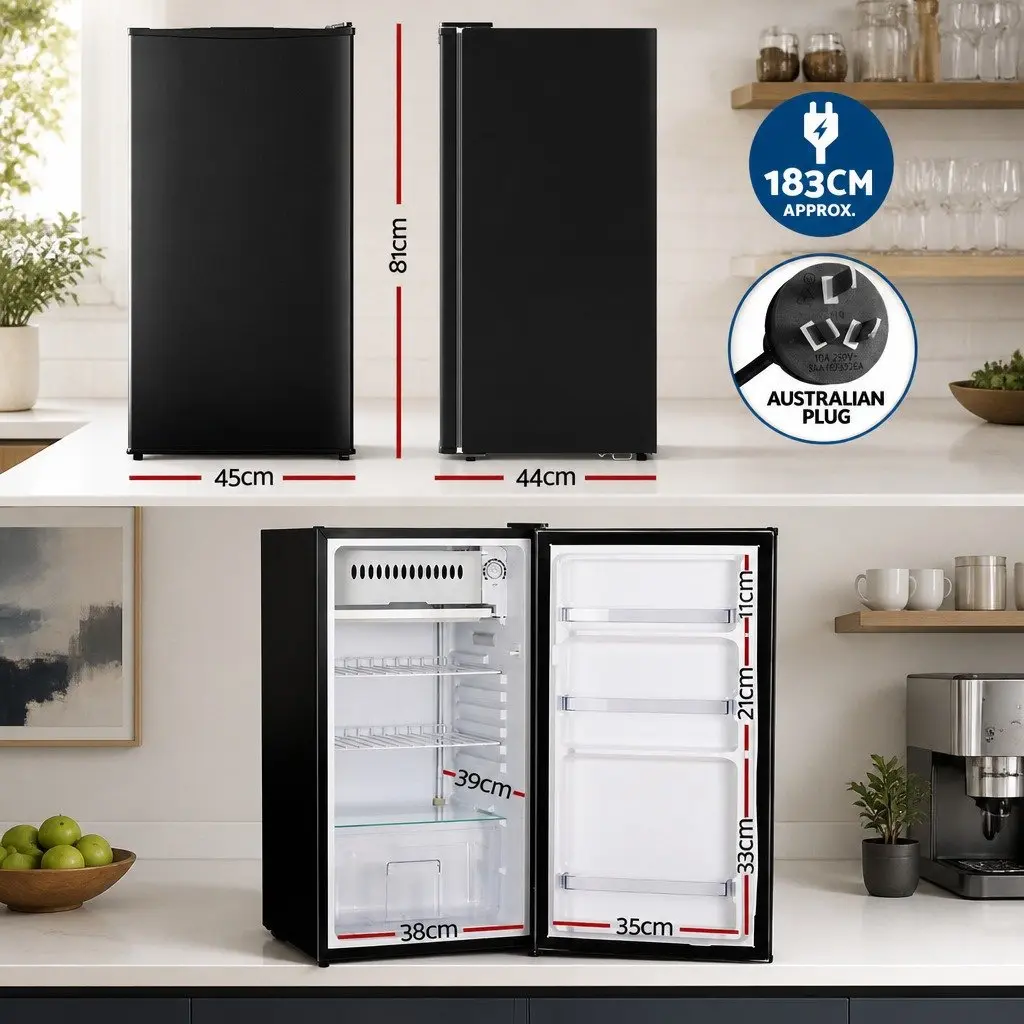 95L Bar Fridge in Black with Adjustable Temperature