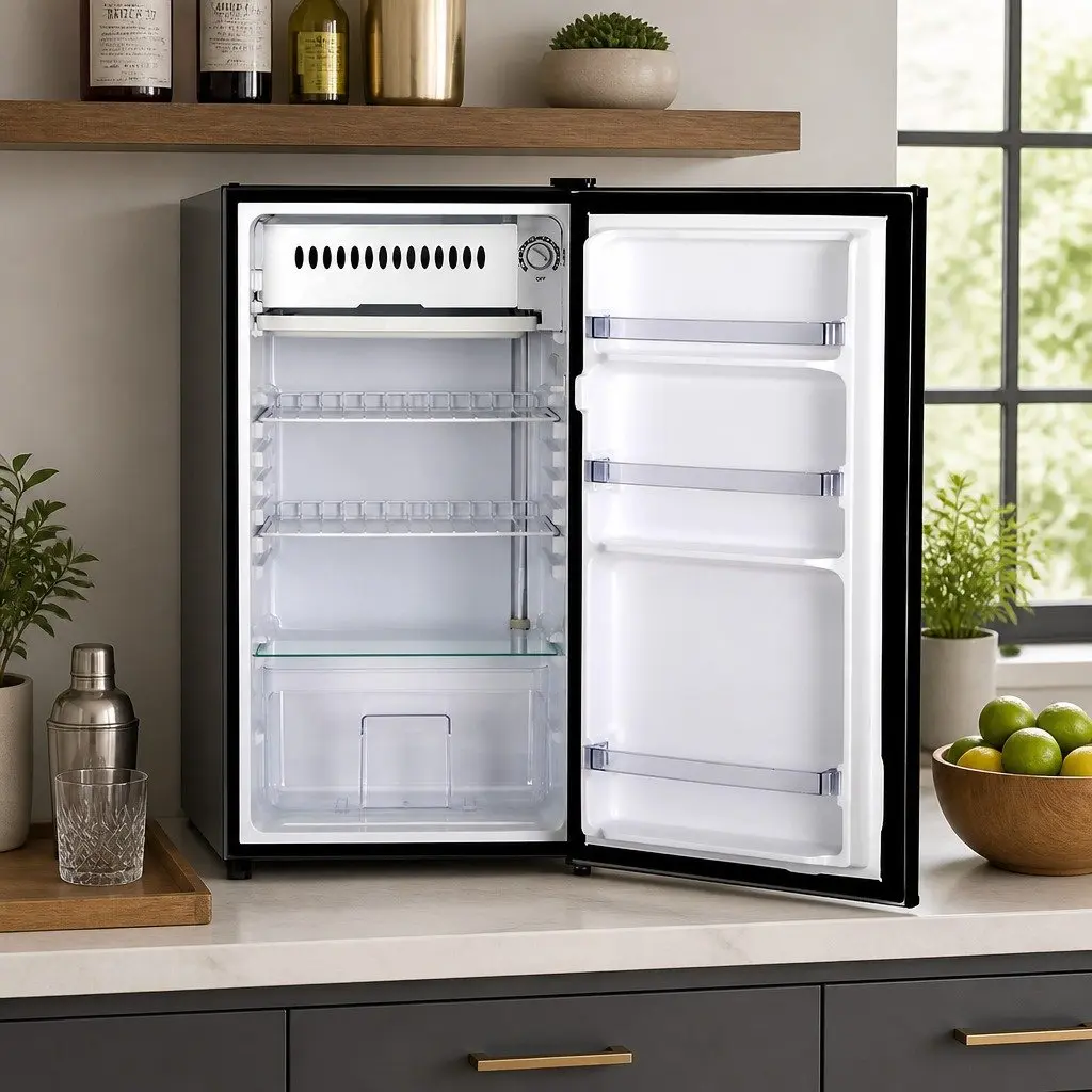 95L Bar Fridge in Black with Adjustable Temperature