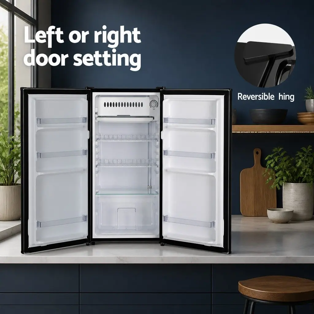 95L Bar Fridge in Black with Adjustable Temperature