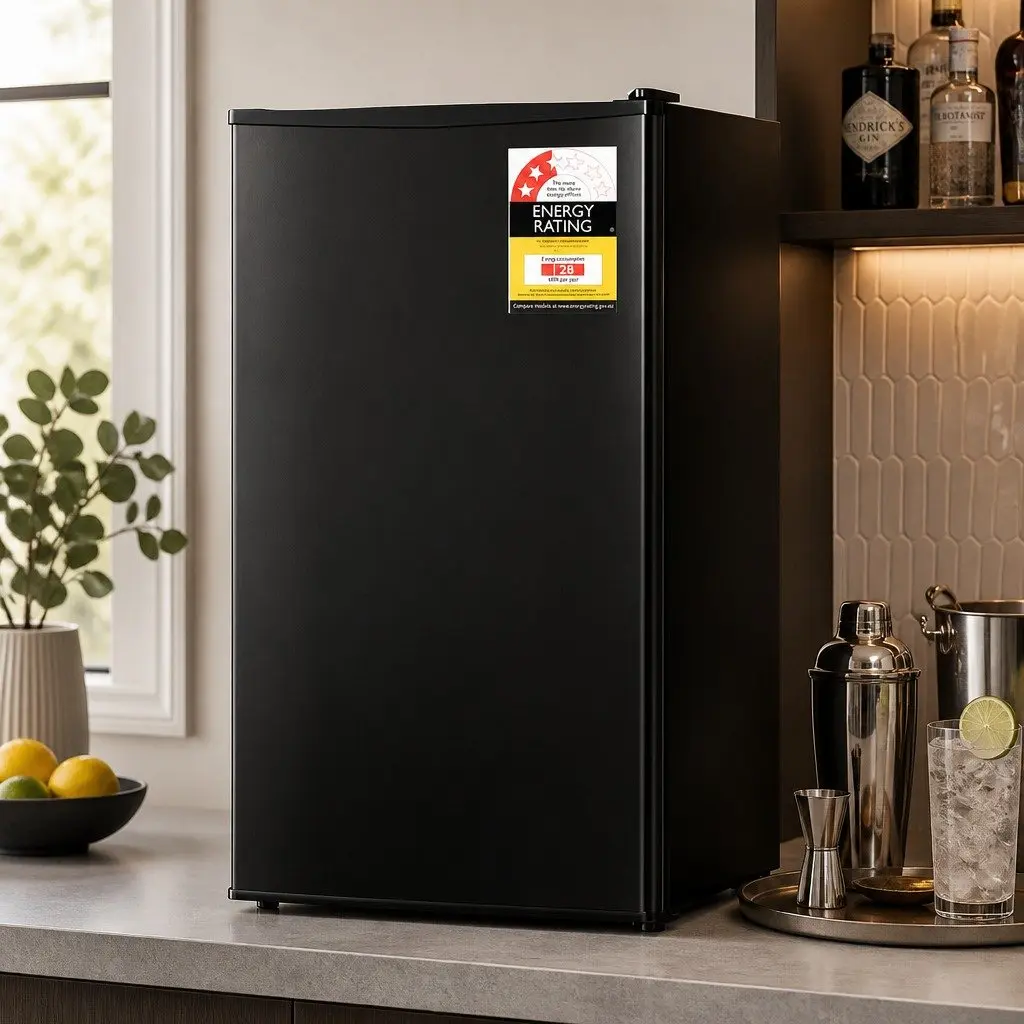 95L Bar Fridge in Black with Adjustable Temperature
