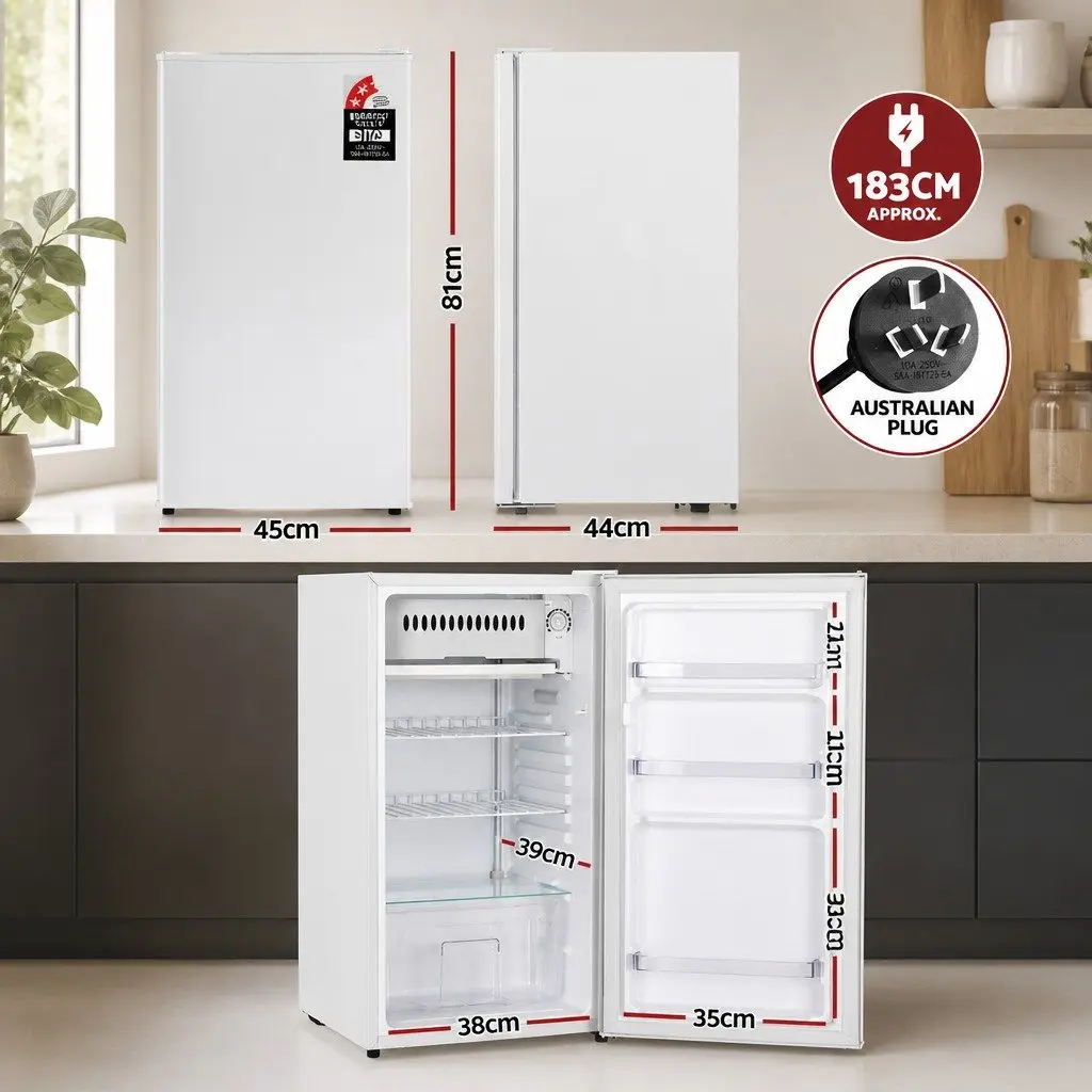 Bar Fridge Portable 95L Compact White Cooler Chiller Refrigerator